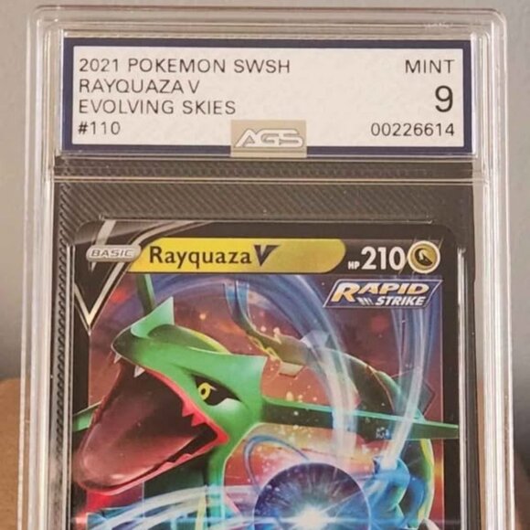 2021 Pokemon Evolving Skies Rayquaza V #110 Holo AGS 9 Mint - Picture 1 of 2
